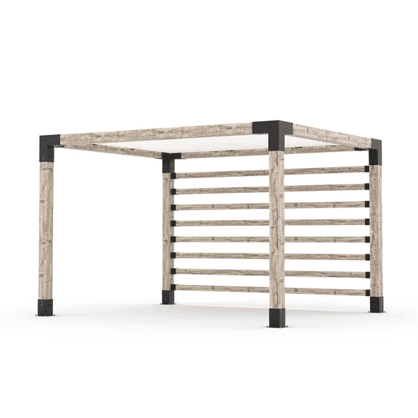 Pergola avec voile et mur de poteaux Blanc - Kit 6 po TojaGrid - PurPatio.ca