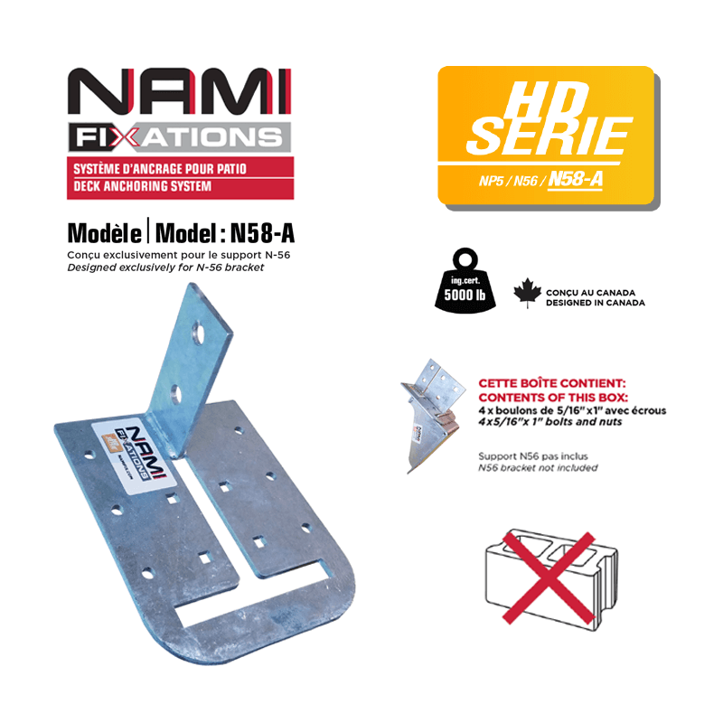 N58-A adapter - Patio bracket - Nami fixations – PurPatio.ca